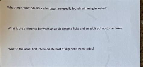 Solved What two trematode life cycle stages are usually | Chegg.com