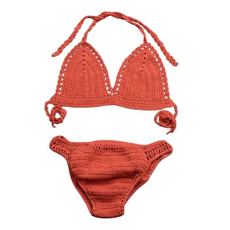 Hwmodou Women Bikinis Set Women 2Pcs Swimsuits Knitted Contrasting