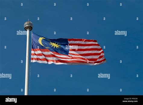 Malaysian Flag Flying Over Dataran Merdeka Kuala Lumpur Stock Photo