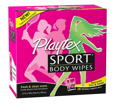 Playtex Sport Body Wipes Single Packs 20 Count Pack Of 5