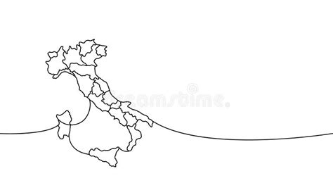 Mapa De It Lia Desenho Cont Nuo De Uma Linha It Lia Borda Ilustra O