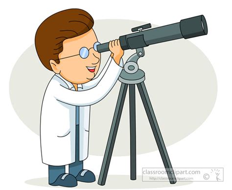 Science Clipart- scientist_looking_into_telescope - Classroom Clipart