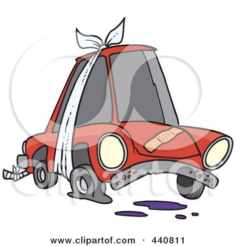 Cartoon Beater Car With Bandages And Flat Tire Posters, Art Prints by - Interior Wall Decor #440811