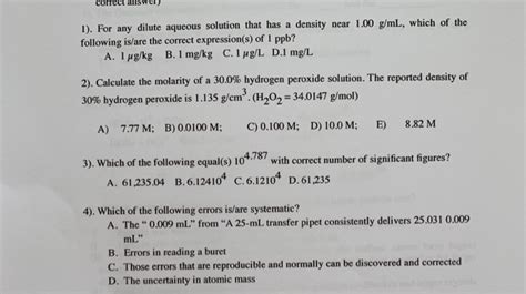 Solved Correct Answ For Any Dilute Aqueous Solution That Chegg