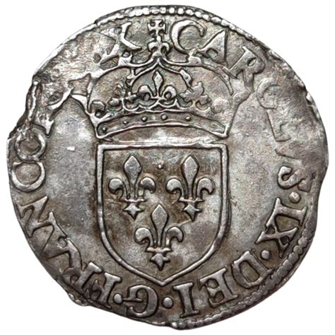 Charles IX Sol Parisis 1er Type 1565 Rouen Anjou Numismatique