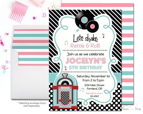 Fifties Sock Hop Invitation Sock Hop Birthday Invitation