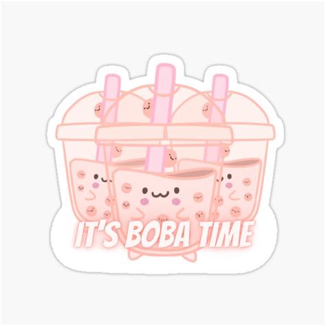 Cute Boba Its Boba Time Sticker For Sale By Kawaiiiishop Redbubble