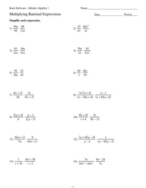 Multiplying Rational Expressions Pdf Kuta Software