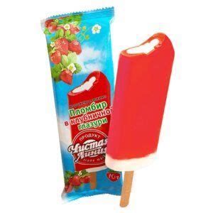Мороженое эскимо Чистая линия Пломбир ванильный в клубничной глазури ...