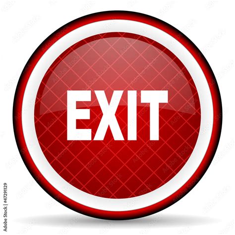 exit red glossy icon on white background Stock Illustration | Adobe Stock