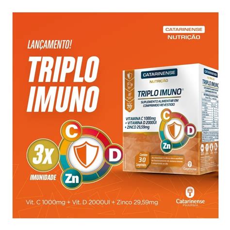 Triplo Imuno Vitamina C D E Zinco 30 Comp 2 Caixas Mercado Livre