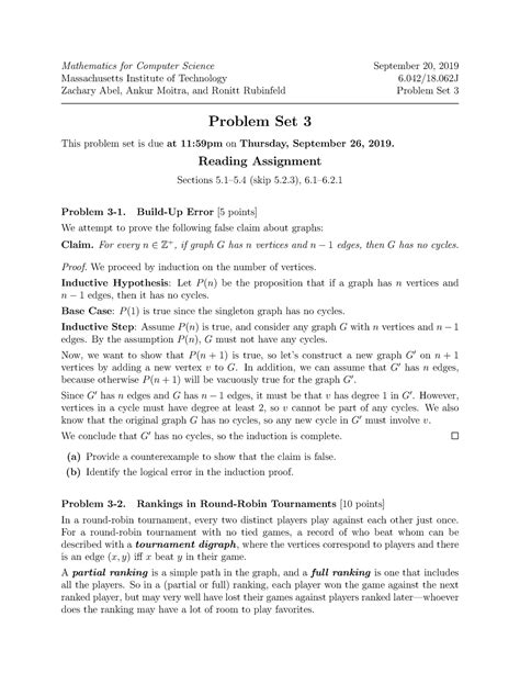 Problem Set 3 Problems - Mathematics for Computer Science September 20 ...