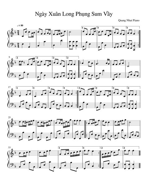 Ngày Xuân Long Phụng Sum Vầy Sheet Music For Piano Solo Easy