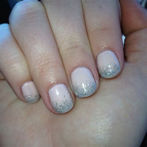 Nude Shellac Nails With Glitter Hair And Beauty Pinterest