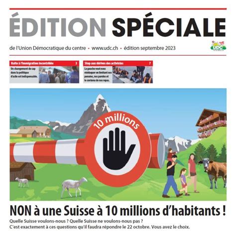 UDC Suisse Édition spéciale septembre 2023 NON à une Suisse à 10