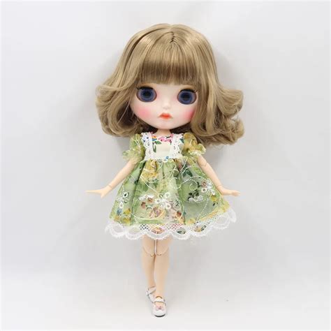 Icy Dbs Blyth Doll Nude Joint Body Bjd With Short Yellow Curly Hair And Matte Face Bl