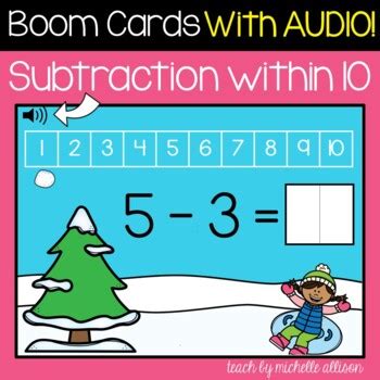 Subtraction Within 10 Decomposing To Subtract Winter Boom Cards