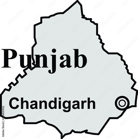 Punjab state map, Indian state border capital Chandigarh Stock Vector ...