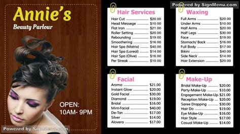 Digital signage Template of a branded Beauty Parlor