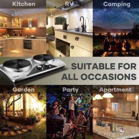 C2190 CUSIMAX Electric Double Hot Plate For Cooking Portable Electric Hob Cooktop Table Top