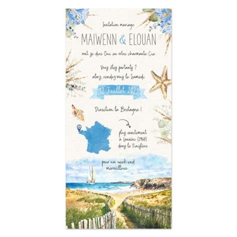 Faire Part Mariage Mer Et Plage Bretagne