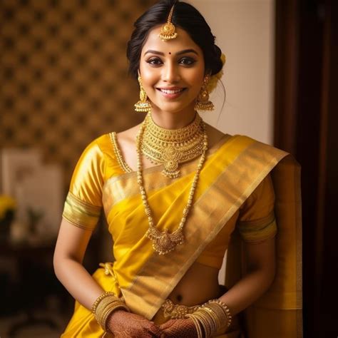 Premium Photo Image Of South Indian Bride In Yellow Bridal Dress