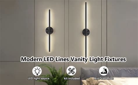 Cekuxps Modern Wall Sconce Simple Linear Led Black Wall Lights Living