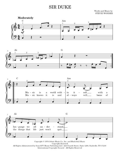 Play Official Version Of Sir Duke Sheet Music By Stevie Wonder For