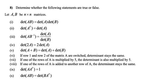 Solved 8 Determine Whether The Following Statements Are