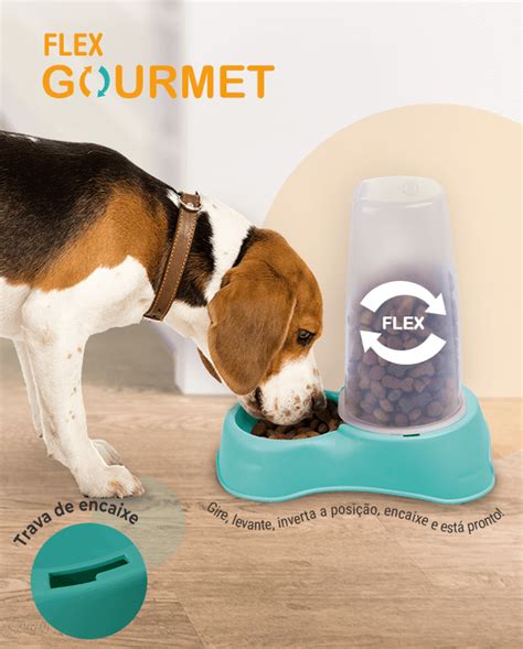 Comedouro Ou Bebedouro Flex Gourmet Plast Pet 650 Ml