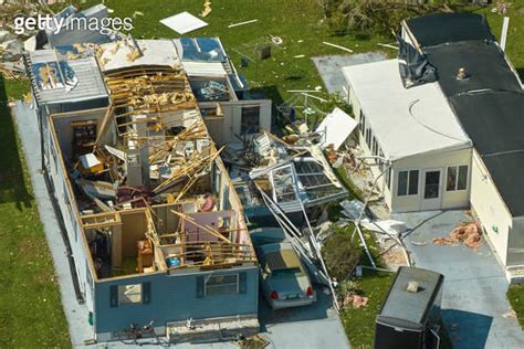 Severely Damaged By Hurricane Ian Houses In Florida Mobile Home