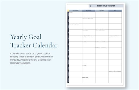 Yearly Goal Tracker Calendar - Google Sheets, Excel | Template.net