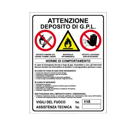 Cartello In Alluminio Formato Mm X Attenzione Ne Deposito Gpl