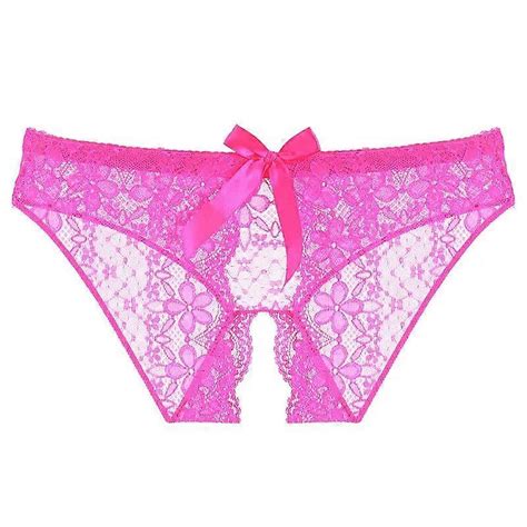 Transparent Crotchless Panties Sexy Women Floral Erotic Lingerie See Through Open Crotch