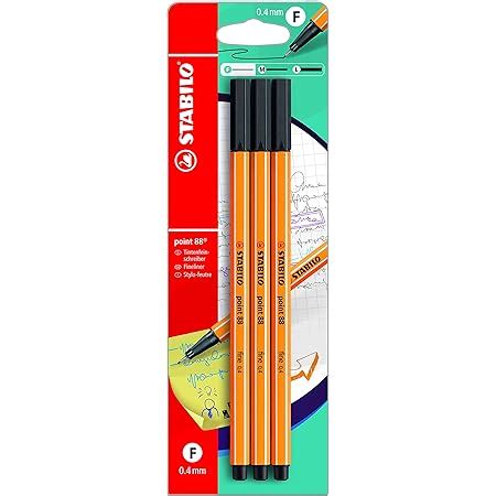 STABILO Lot De 3 Stylos Feutre Fineliner Sensor Pointe Fine Noir