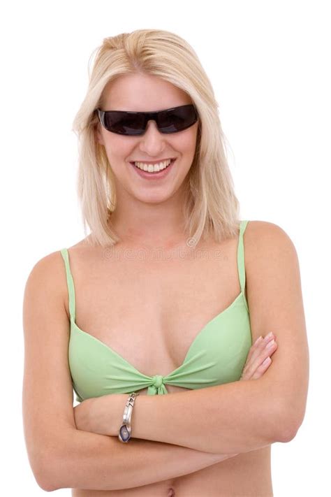 Smiling Blonde Women In Bikini Stock Photo Image Of Love Female 3214076
