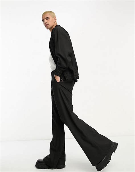 Asos Design Smart Co Ord Flare Trouser In Black Asos