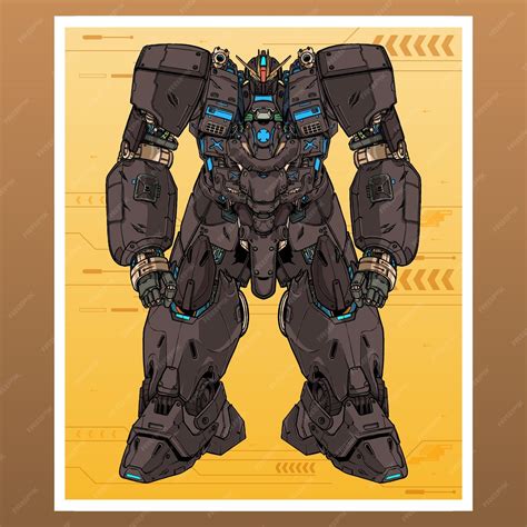 Premium Vector Mecha Robot Comic Builded By Head Arm Body Leg Weapon