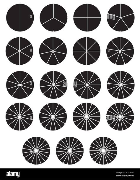 Circle Pie Chart Pie Diagram Icon From 2 To 20 Sections Simple Basic