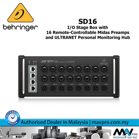 Behringer SD16 I O Stage Box With 16 Remote Controllable Midas Preamps