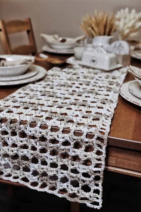 Lichen Table Runner Crochet Pattern Darling Jadore Lace Farmhouse