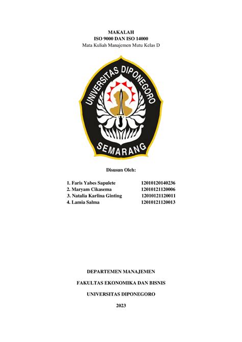 Makalah Kelompok 13 ISO 9000 Dan ISO 14000 MAKALAH ISO 9000 DAN ISO