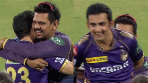 WATCH Gautam Gambhir And Sunil Narine Lift Each Other Share Warm Hug