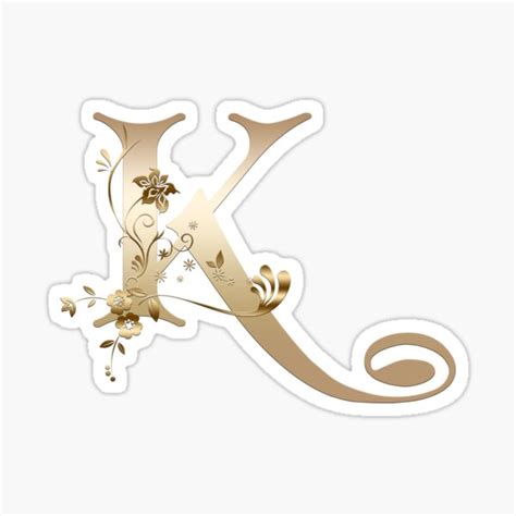 "Elegant Gold Floral Monogram Letter K" Sticker for Sale by Grafixmom ...