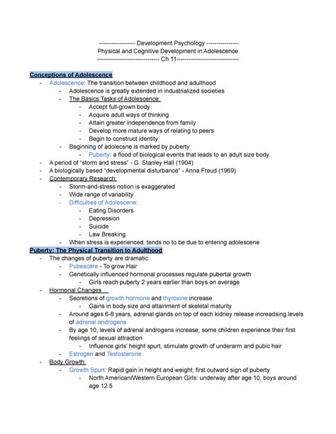 Ch Dev Psych Chapter And Notes Development Psychology