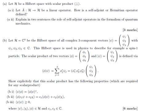 Solved A Let H Be A Hilbert Space With Scalar Product Chegg