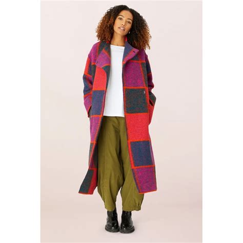 sahara chess wool coat  multi