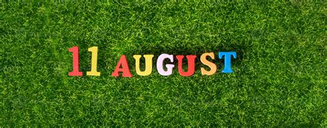 august  image  wooden colored letters  numbers  august