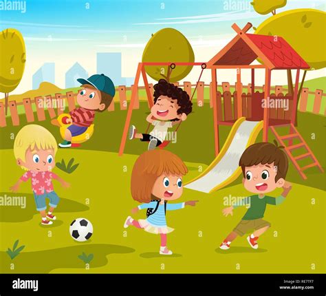 Bébé jeux pour enfants Parc d été Vector Illustration Les enfants