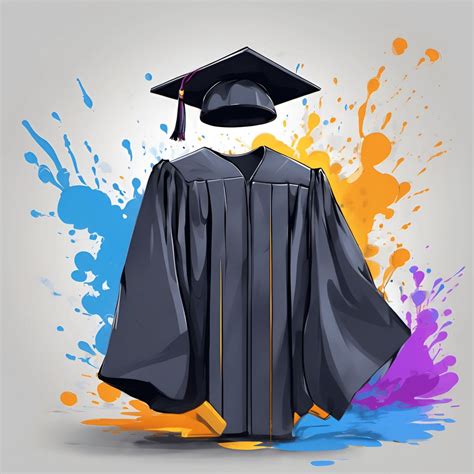 Graduation Cap and Gown with Colorful Splash - Free Download - AI Scribbles